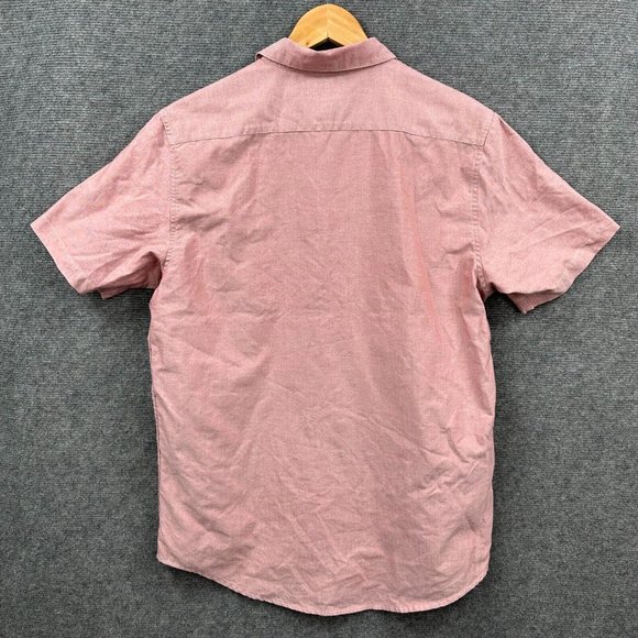 RVCA Men's Casual Button Up Shirt Pink Short Sleeve Slim Fit Size Medium M - Picture 5 of 8